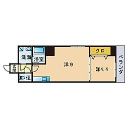 ウイング赤坂 1LDKの間取図画像