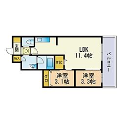 モダンパラッツォ大名 1SLDKの間取図画像