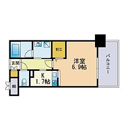 エンクレスト舞鶴2 1Kの間取図画像