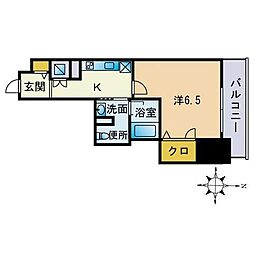 アルフォート天神 1Kの間取図画像