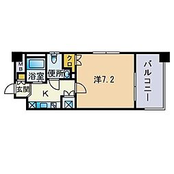 アーバンフラッツ天神東2 1Kの間取図画像