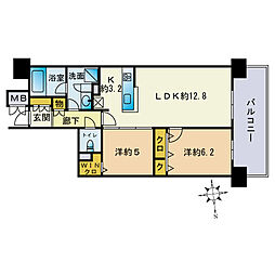 ル・サンク大濠公園 2LDKの間取図画像