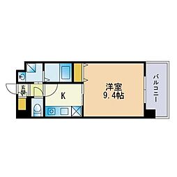 ルモール大濠北 1Kの間取図画像