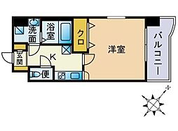 エンクレスト赤坂 1Kの間取図画像
