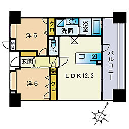 アクロス天神Vタワー 2LDKの間取図画像