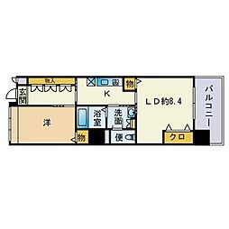 グランパーク天神 1LDKの間取図画像