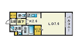 モントーレセントラルベイプレイス ワンルームの間取図画像