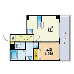 リバティ神屋 1LDKの間取図画像
