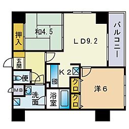 メルクリオけやき通り 2LDKの間取図画像