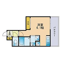 モダンパラッツォ大濠スクエア ワンルームの間取図画像