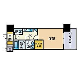 エンクレスト天神メルス2 1Kの間取図画像