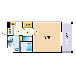 アクアシティオーシャンビュー 1Kの間取図画像