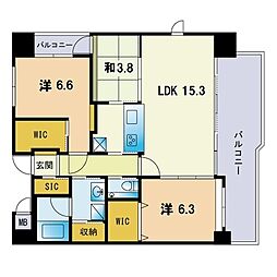 アクシオン大手門プレミアム 3LDKの間取図画像