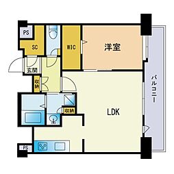 エンクレスト天神LARK 1LDKの間取図画像