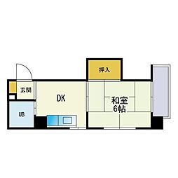 プレアール対馬小路 1DKの間取図画像