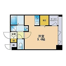 エンクレスト博多GATE ワンルームの間取図画像