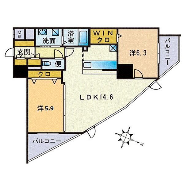 Ｓ－ＦＯＲＴ警固タワー 1008｜福岡県福岡市中央区警固２丁目(賃貸マンション2LDK・10階・60.02㎡)の写真 その2