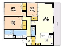 TORISIA平和 3LDKの間取図画像