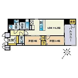 JP noie 天神南 2LDKの間取図画像
