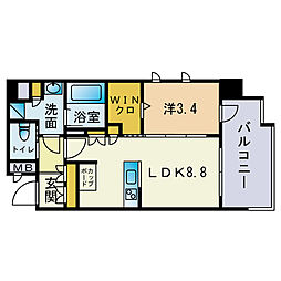 シーズンフラッツ平尾 1LDKの間取図画像