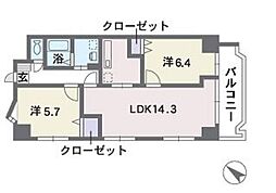 ティ・ファインズ平尾 2LDKの間取図画像