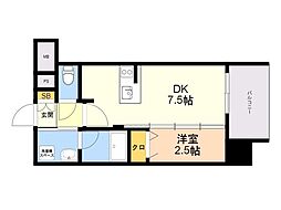 エンクレスト天神南PURE 1DKの間取図画像