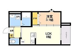 robot home 渡辺通 1LDKの間取図画像