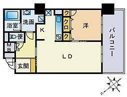天神プレイスWEST棟 1LDKの間取図画像