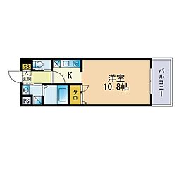 ウインステージ平尾 ワンルームの間取図画像