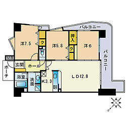 アンピール百年橋 3LDKの間取図画像
