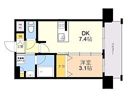 エンクレスト天神GLEE 1DKの間取図画像