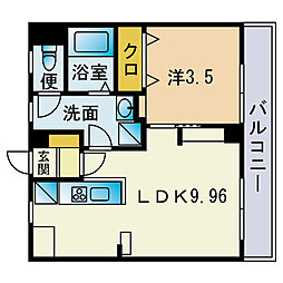 柳川ビル 1LDKの間取図画像
