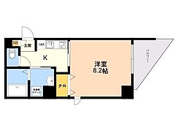 クーヴェルコート薬院 1Kの間取図画像