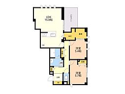 アラ桜坂 2LDKの間取図画像