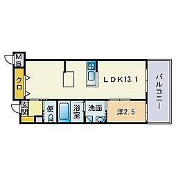 アーバンローズ薬院 1LDKの間取図画像