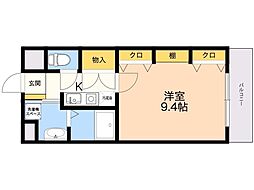 リンデン東薬院 1Kの間取図画像