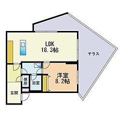 ベイシック桜坂 1LDKの間取図画像