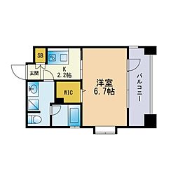 レジディア警固 1Kの間取図画像