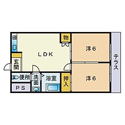 グランド平尾 2LDKの間取図画像