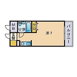 ラ・レジダンス・ド・天神 ワンルームの間取図画像