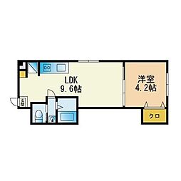 シャトー芳野 1LDKの間取図画像