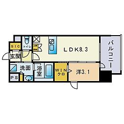 シーズンフラッツ高砂 1LDKの間取図画像