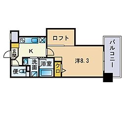 アクタス天神アネックス 1Kの間取図画像