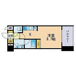 ヴィラージュ渡辺通 ワンルームの間取図画像