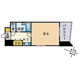 ソレアード赤坂 1Kの間取図画像