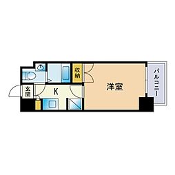 ロマネスク天神南第2 1Kの間取図画像