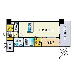 RLIV'S天神南 1LDKの間取図画像