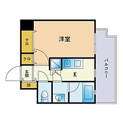 エンクレスト天神4 1Kの間取図画像