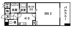 シエル薬院 1Kの間取図画像