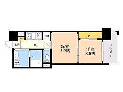 RJRプレシア百年橋 2Kの間取図画像